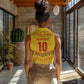 Custom Cameroon Football Women Sleeveless Polo Shirt Tribal Motifs Yellow Color - African Pride