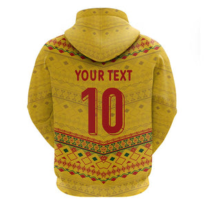 Custom Cameroon Football Zip Hoodie Tribal Motifs Yellow Color - African Pride