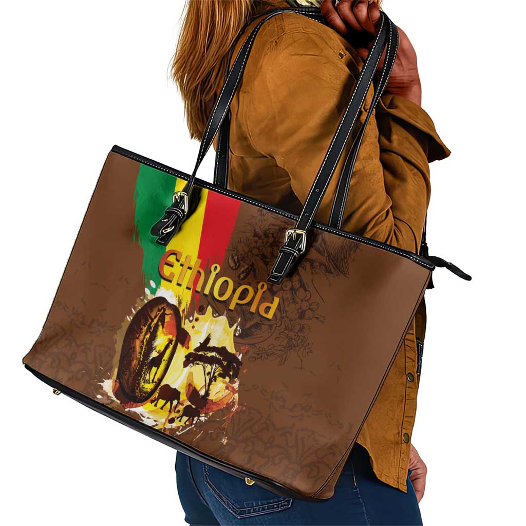 Ethiopia's Pride - Coffee Culture Leather Tote Bag