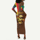 Ethiopia's Pride - Coffee Culture Long Sleeve Bodycon Dress LT03