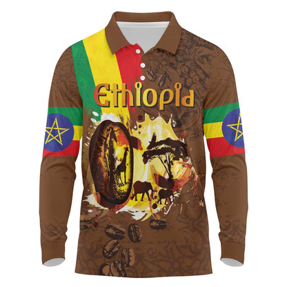 Ethiopia's Pride - Coffee Culture Long Sleeve Polo Shirt