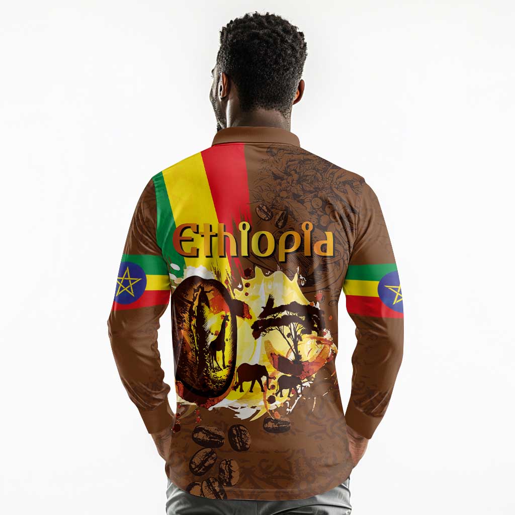Ethiopia's Pride - Coffee Culture Long Sleeve Polo Shirt