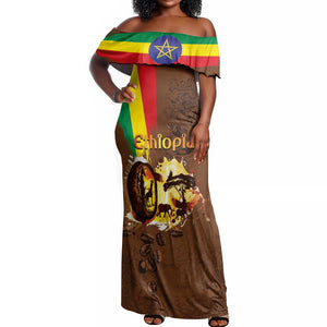 Ethiopia's Pride - Coffee Culture Off Shoulder Maxi Dress