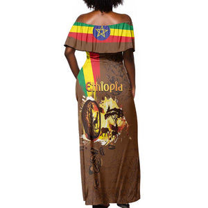 Ethiopia's Pride - Coffee Culture Off Shoulder Maxi Dress