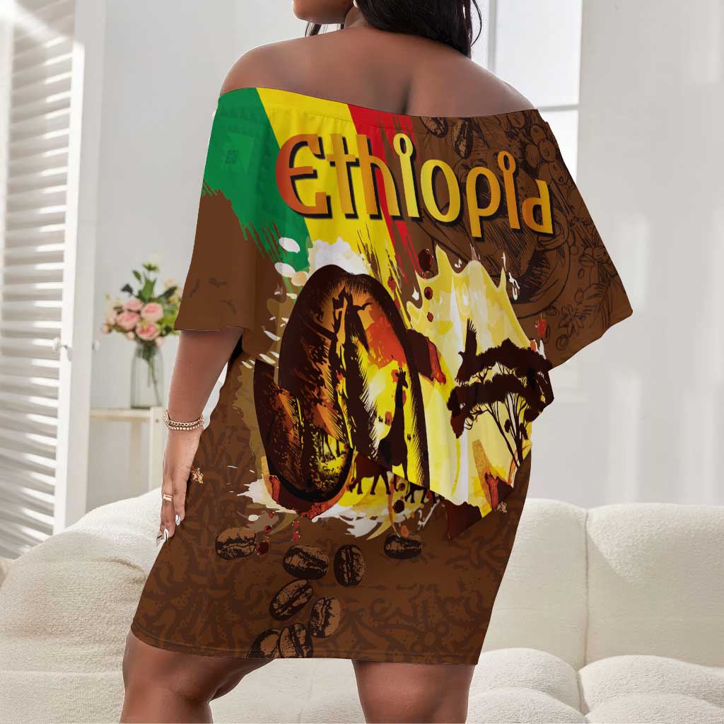 Ethiopia's Pride - Coffee Culture Off Shoulder Short Dress