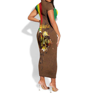 Ethiopia's Pride - Coffee Culture Short Sleeve Bodycon Dress LT03