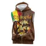 Ethiopia's Pride - Coffee Culture Sleeveless Zip Hoodie - African Pride