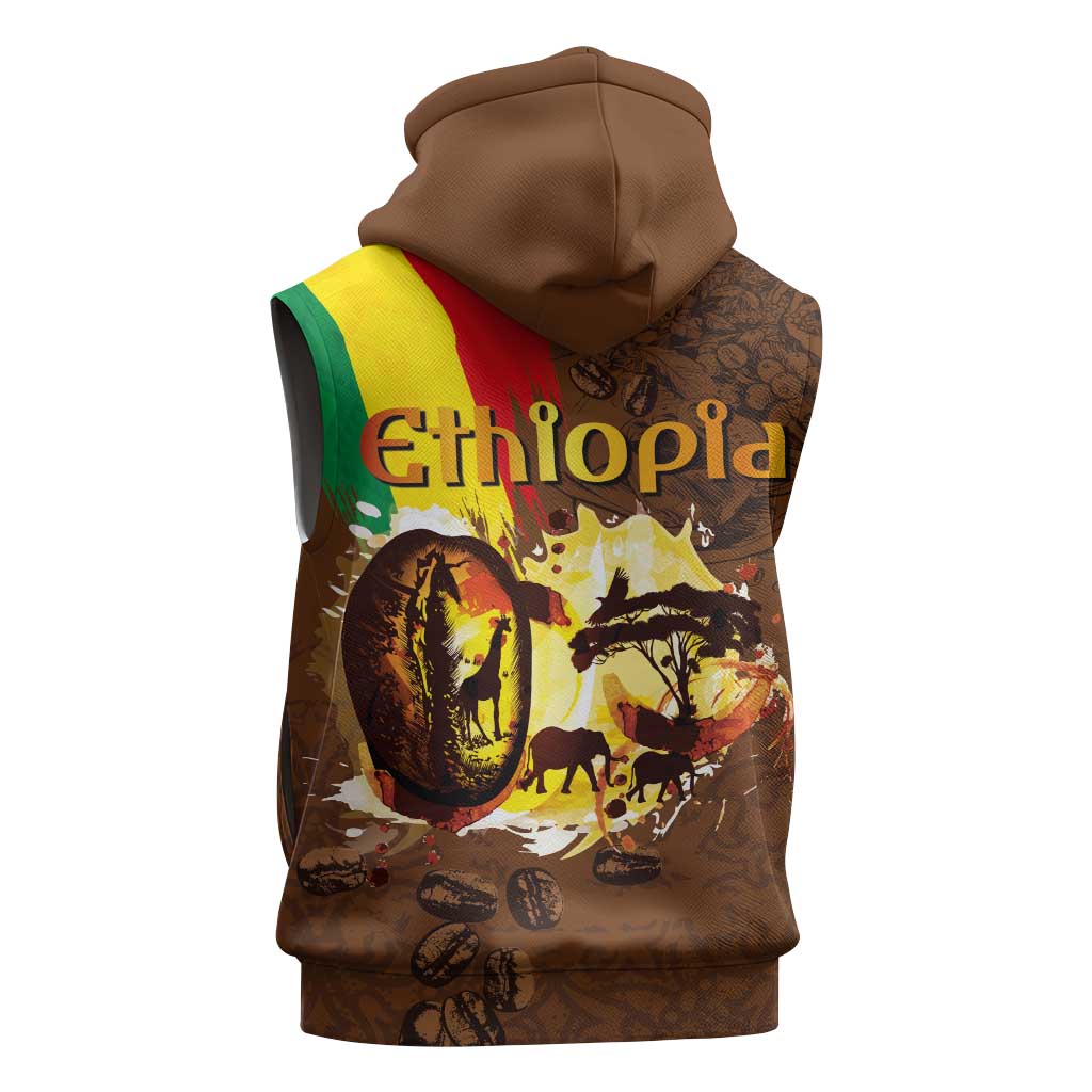 Ethiopia's Pride - Coffee Culture Sleeveless Zip Hoodie - African Pride