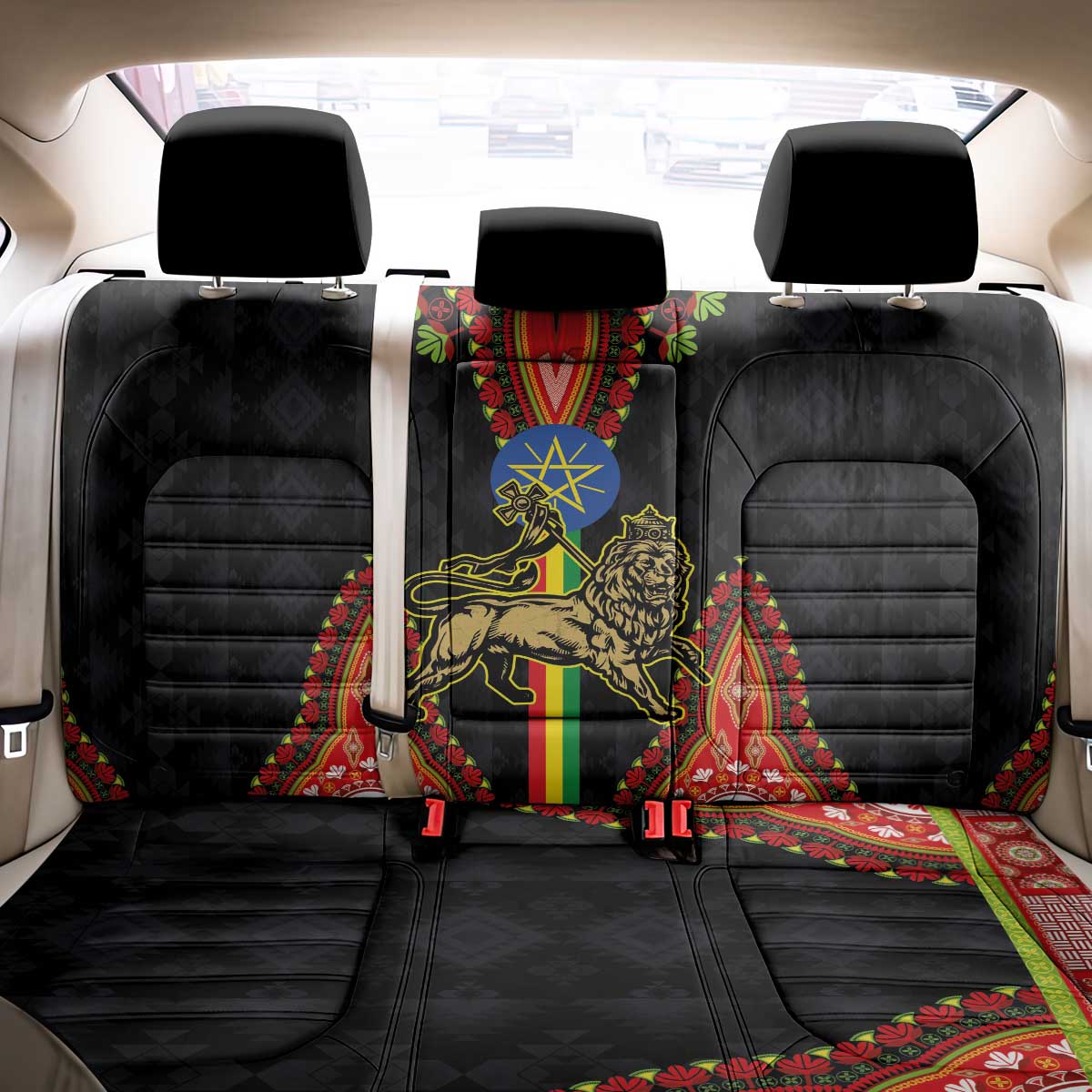 Ethiopia Lion of Judah and The Star Seal Back Car Seat Cover Dashiki Style