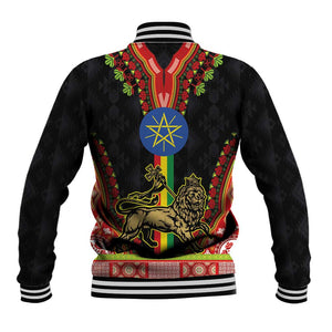 Ethiopia Lion of Judah and The Star Seal Baseball Jacket Dashiki Style