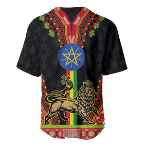 Ethiopia Lion of Judah and The Star Seal Baseball Jersey Dashiki Style