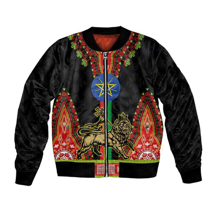 Ethiopia Lion of Judah and The Star Seal Bomber Jacket Dashiki Style