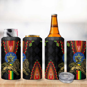 Ethiopia Lion of Judah and The Star Seal 4 in 1 Can Cooler Tumbler Dashiki Style
