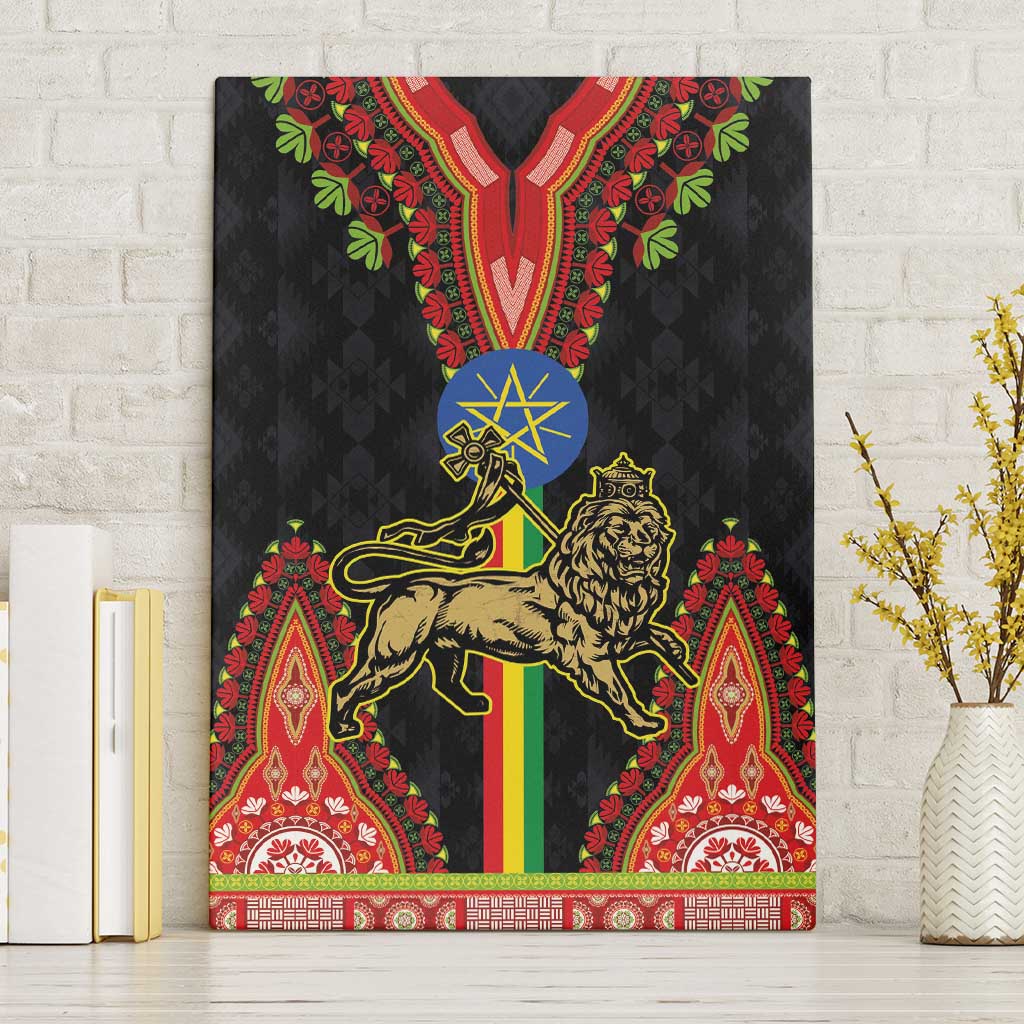 Ethiopia Lion of Judah and The Star Seal Canvas Wall Art Dashiki Style