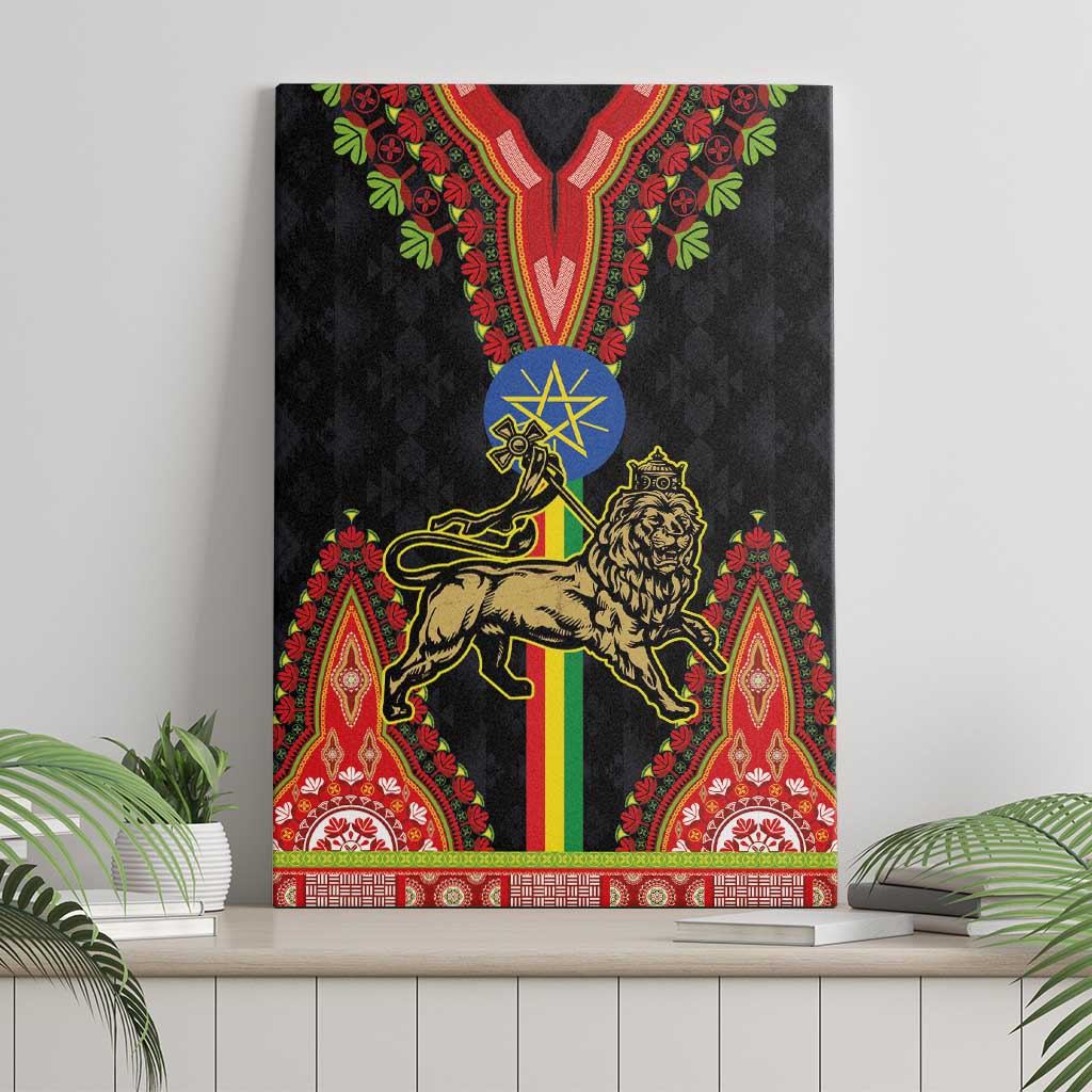 Ethiopia Lion of Judah and The Star Seal Canvas Wall Art Dashiki Style