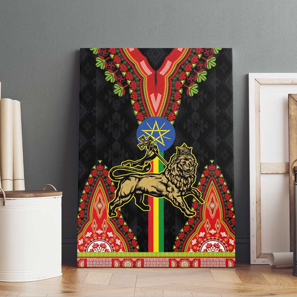 Ethiopia Lion of Judah and The Star Seal Canvas Wall Art Dashiki Style