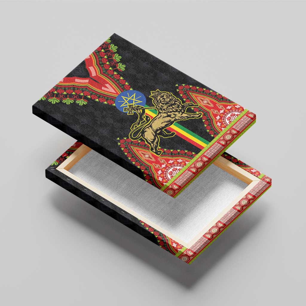Ethiopia Lion of Judah and The Star Seal Canvas Wall Art Dashiki Style