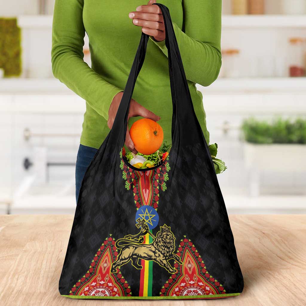Ethiopia Lion of Judah and The Star Seal Grocery Bag Dashiki Style