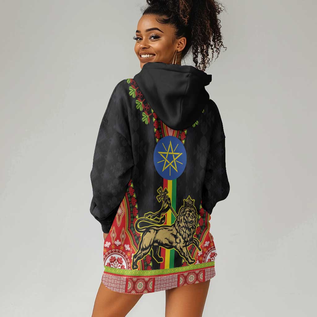 Ethiopia Lion of Judah and The Star Seal Hoodie Dress Dashiki Style