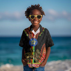 Ethiopia Lion of Judah and The Star Seal Kid Hawaiian Shirt Dashiki Style