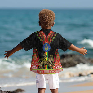 Ethiopia Lion of Judah and The Star Seal Kid Hawaiian Shirt Dashiki Style