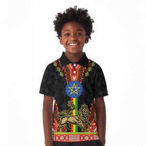 Ethiopia Lion of Judah and The Star Seal Kid Polo Shirt Dashiki Style