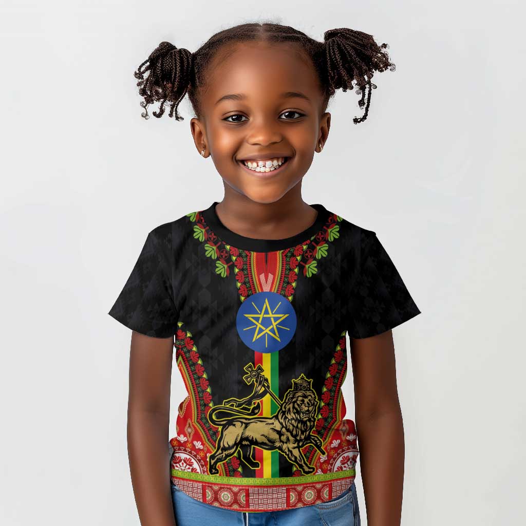 Ethiopia Lion of Judah and The Star Seal Kid T shirt Dashiki Style