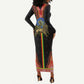 Ethiopia Lion of Judah and The Star Seal Long Sleeve Bodycon Dress Dashiki Style LT03