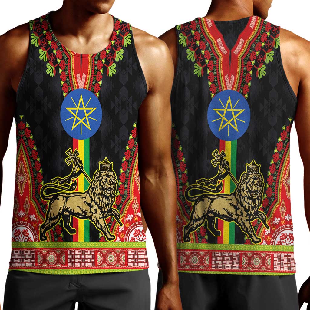 Ethiopia Lion of Judah and The Star Seal Men Tank Top Dashiki Style