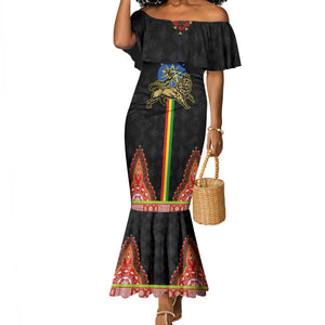 Ethiopia Lion of Judah and The Star Seal Mermaid Dress Dashiki Style