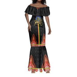 Ethiopia Lion of Judah and The Star Seal Mermaid Dress Dashiki Style