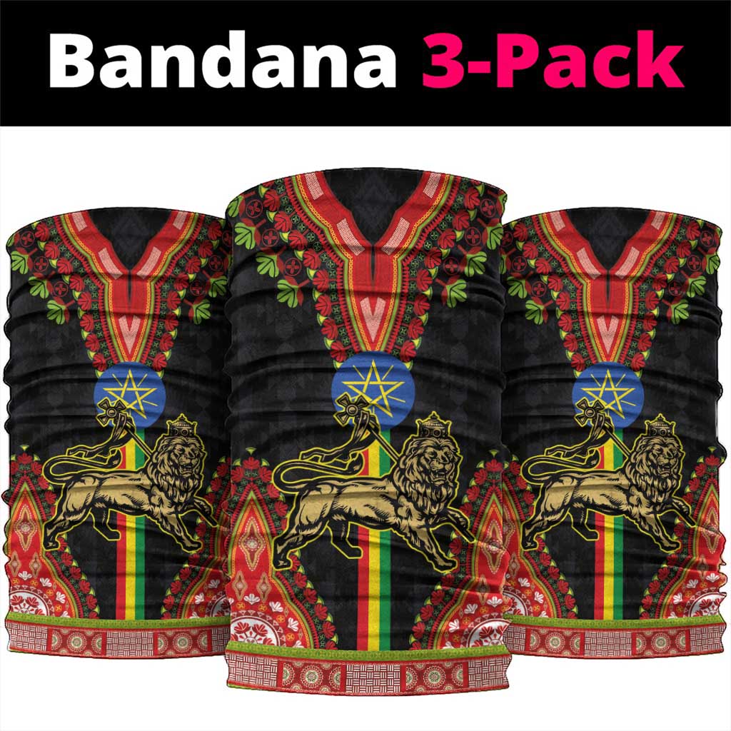 Ethiopia Lion of Judah and The Star Seal Neck Gaiter Dashiki Style LT03