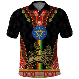 Ethiopia Lion of Judah and The Star Seal Polo Shirt Dashiki Style