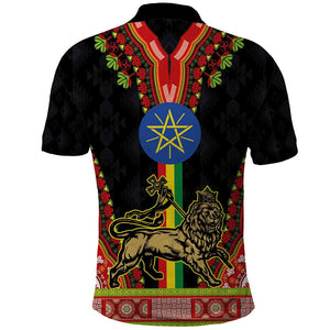 Ethiopia Lion of Judah and The Star Seal Polo Shirt Dashiki Style