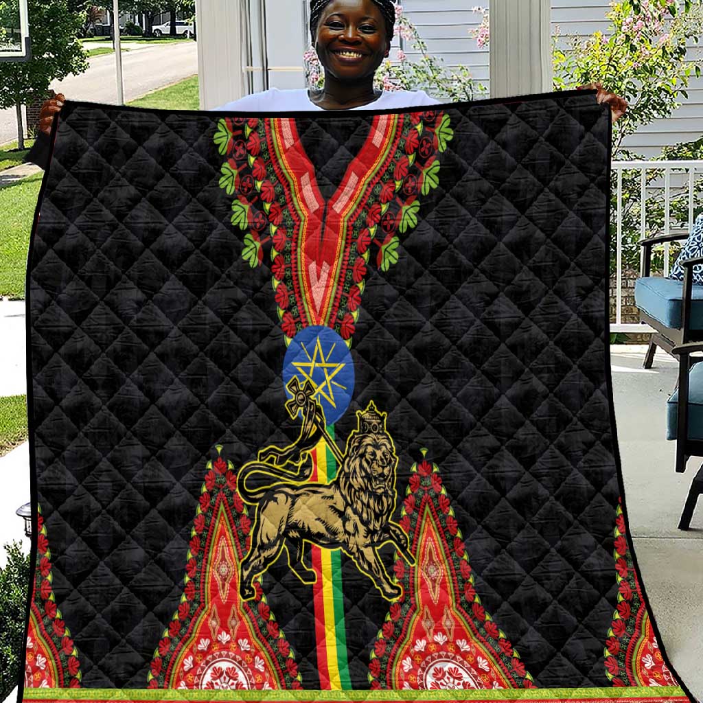 Ethiopia Lion of Judah and The Star Seal Quilt Dashiki Style