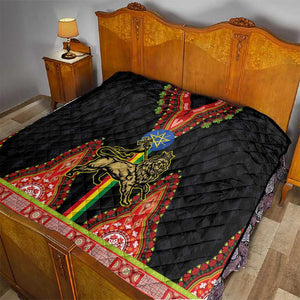 Ethiopia Lion of Judah and The Star Seal Quilt Dashiki Style