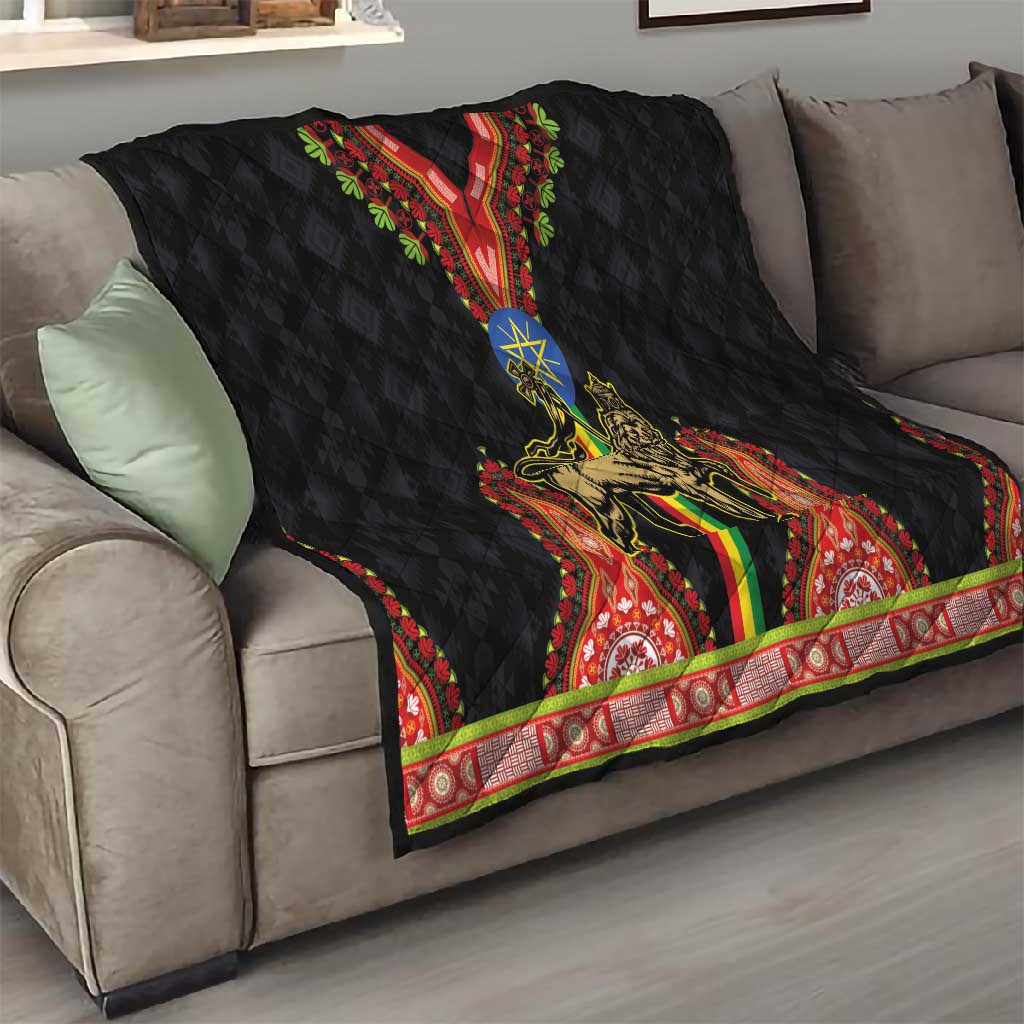 Ethiopia Lion of Judah and The Star Seal Quilt Dashiki Style