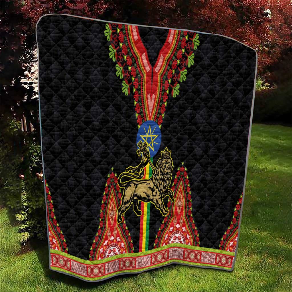 Ethiopia Lion of Judah and The Star Seal Quilt Dashiki Style