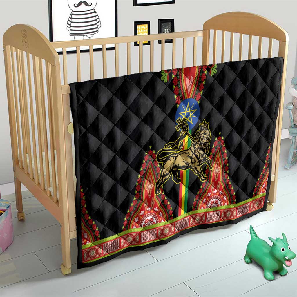 Ethiopia Lion of Judah and The Star Seal Quilt Dashiki Style