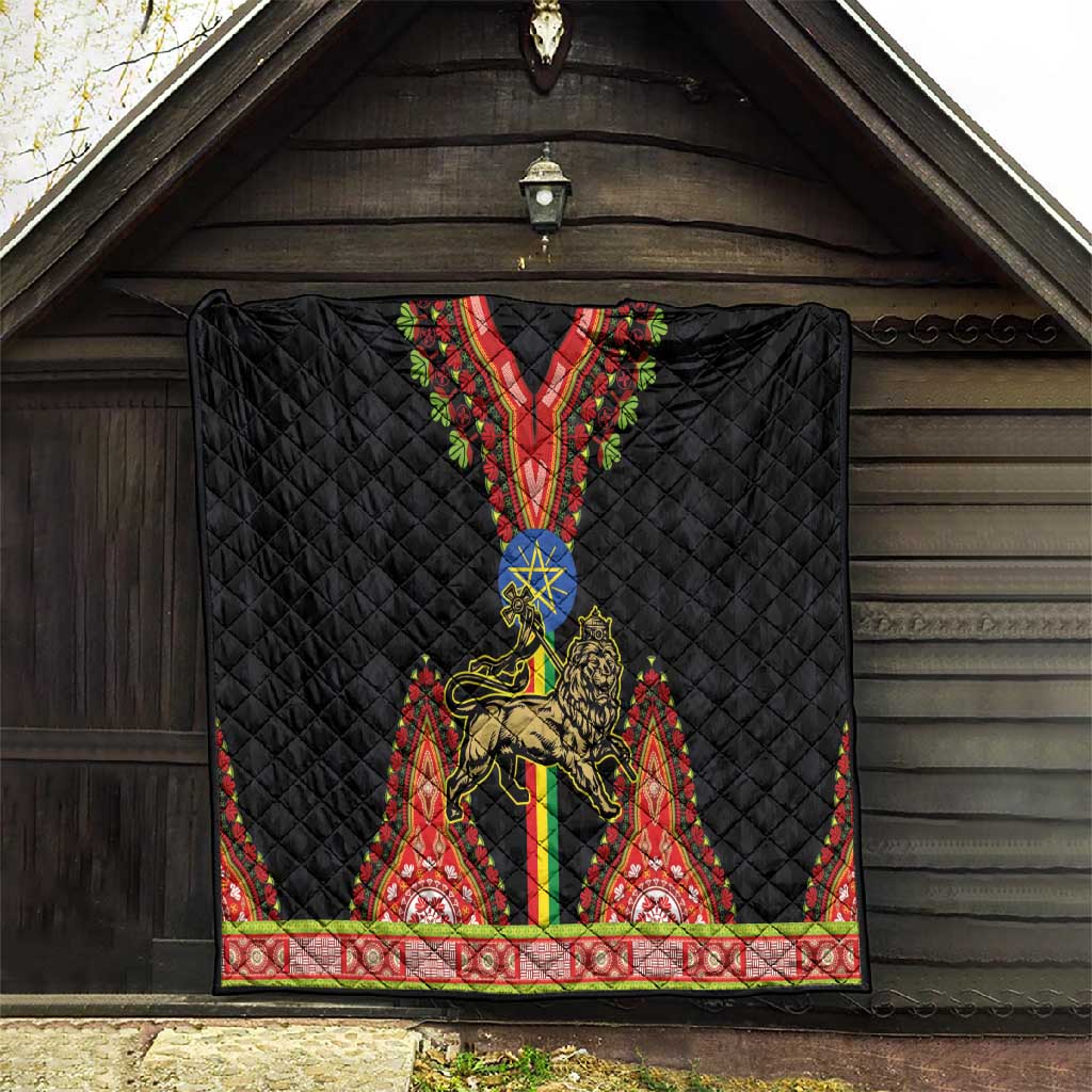 Ethiopia Lion of Judah and The Star Seal Quilt Dashiki Style