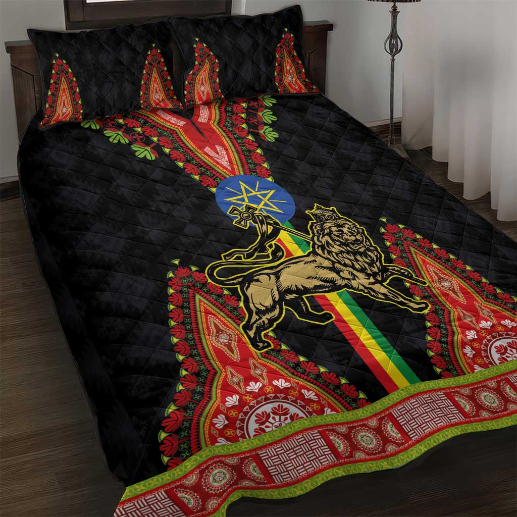 Ethiopia Lion of Judah and The Star Seal Quilt Bed Set Dashiki Style