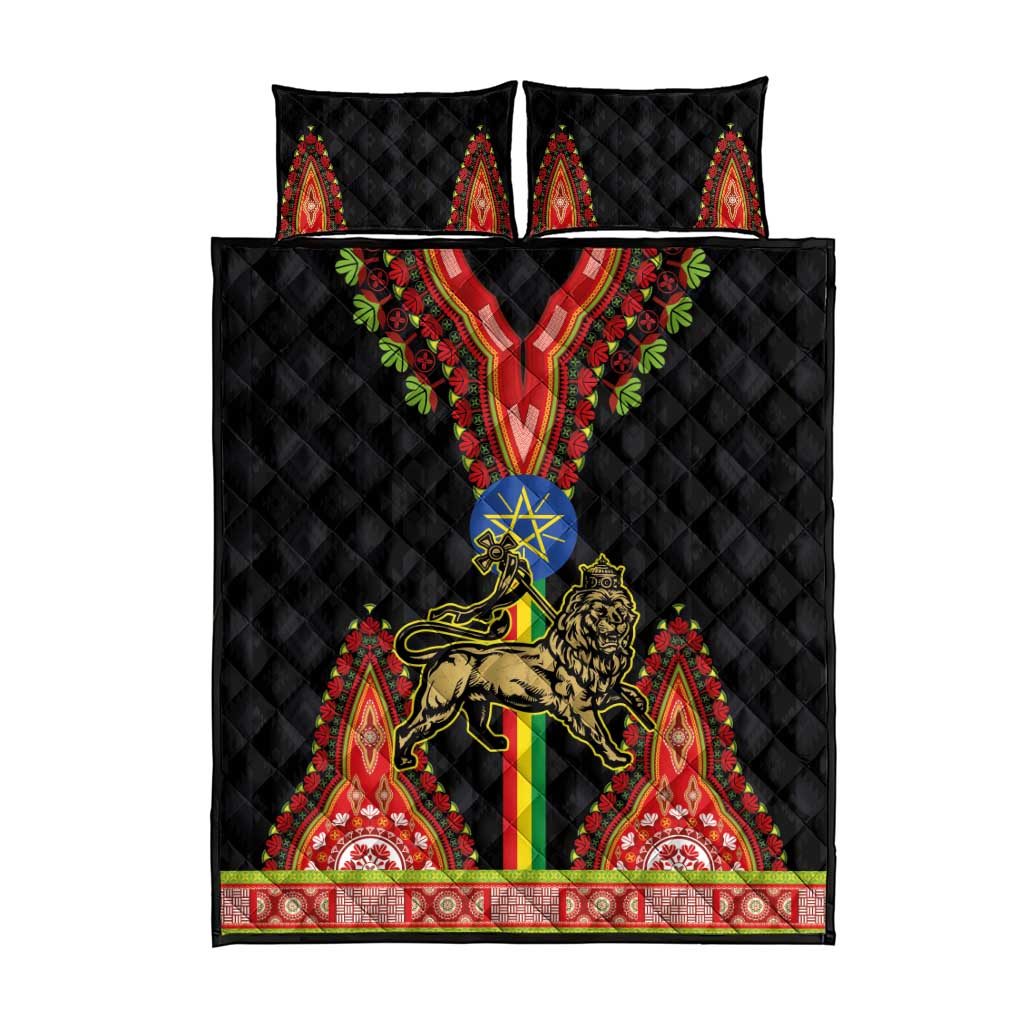 Ethiopia Lion of Judah and The Star Seal Quilt Bed Set Dashiki Style