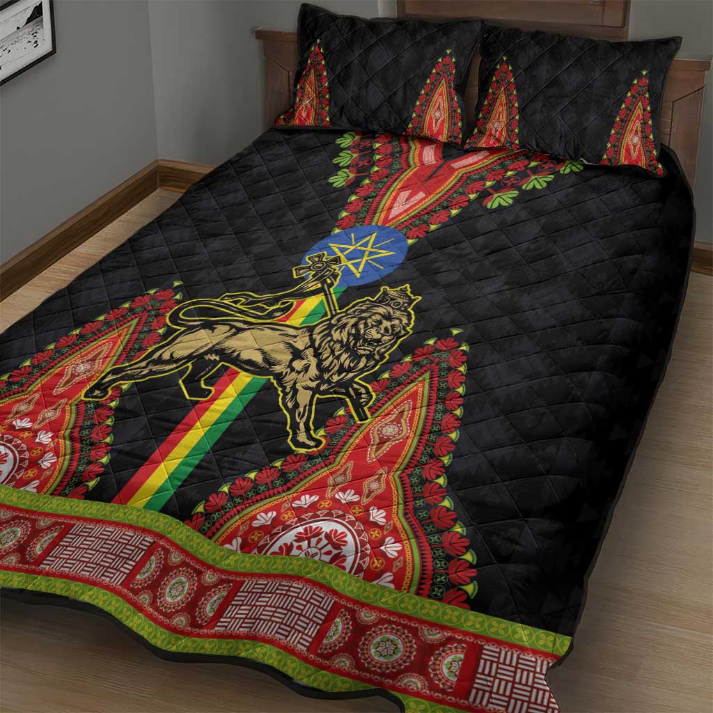 Ethiopia Lion of Judah and The Star Seal Quilt Bed Set Dashiki Style