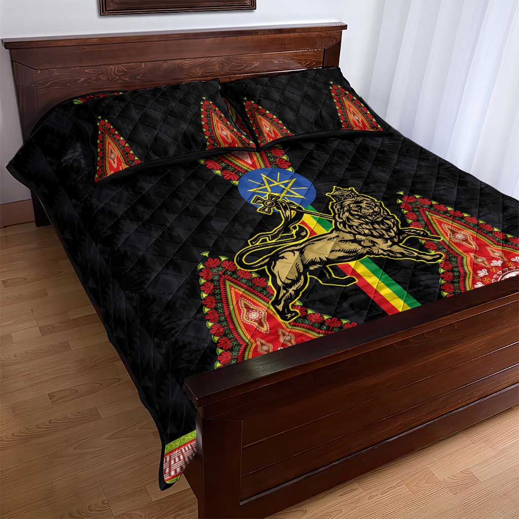Ethiopia Lion of Judah and The Star Seal Quilt Bed Set Dashiki Style
