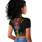 Ethiopia Lion of Judah and The Star Seal Raglan Cropped T shirt Dashiki Style