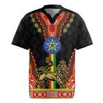 Ethiopia Lion of Judah and The Star Seal Rugby Jersey Dashiki Style