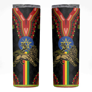 Ethiopia Lion of Judah and The Star Seal Skinny Tumbler Dashiki Style