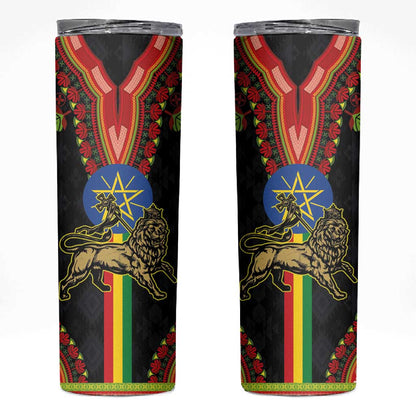Ethiopia Lion of Judah and The Star Seal Skinny Tumbler Dashiki Style
