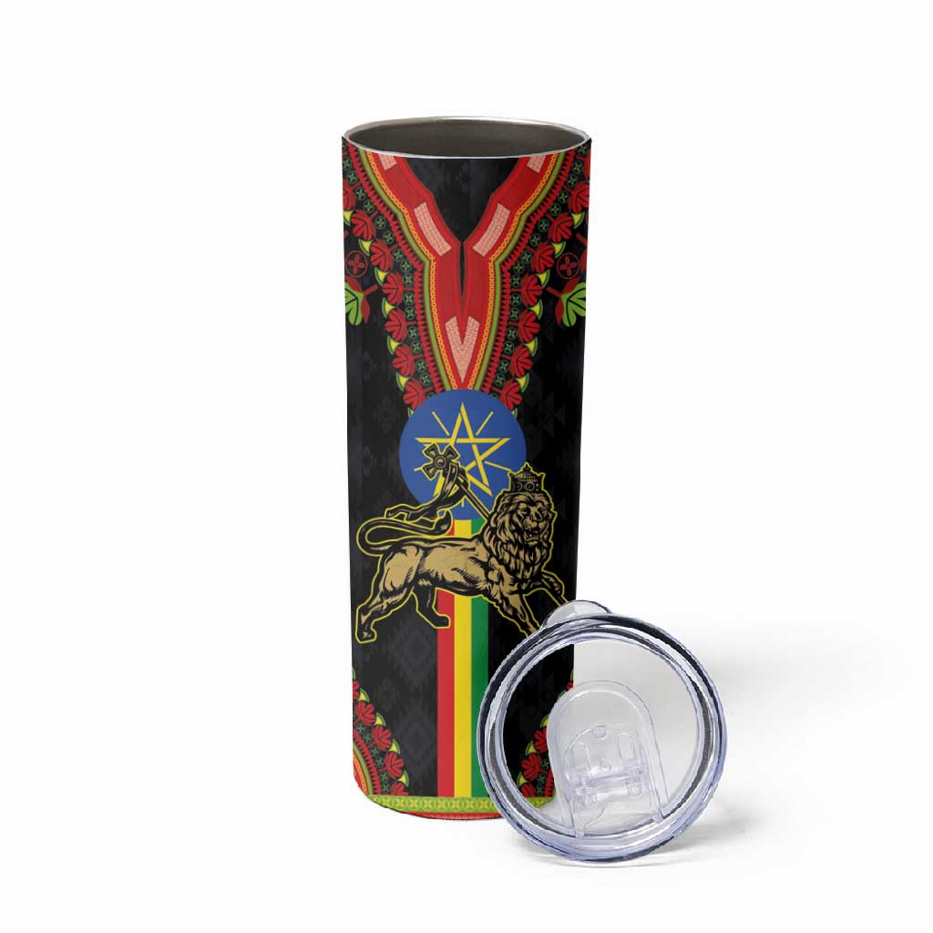 Ethiopia Lion of Judah and The Star Seal Skinny Tumbler Dashiki Style