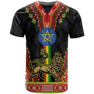 Ethiopia Lion of Judah and The Star Seal T shirt Dashiki Style